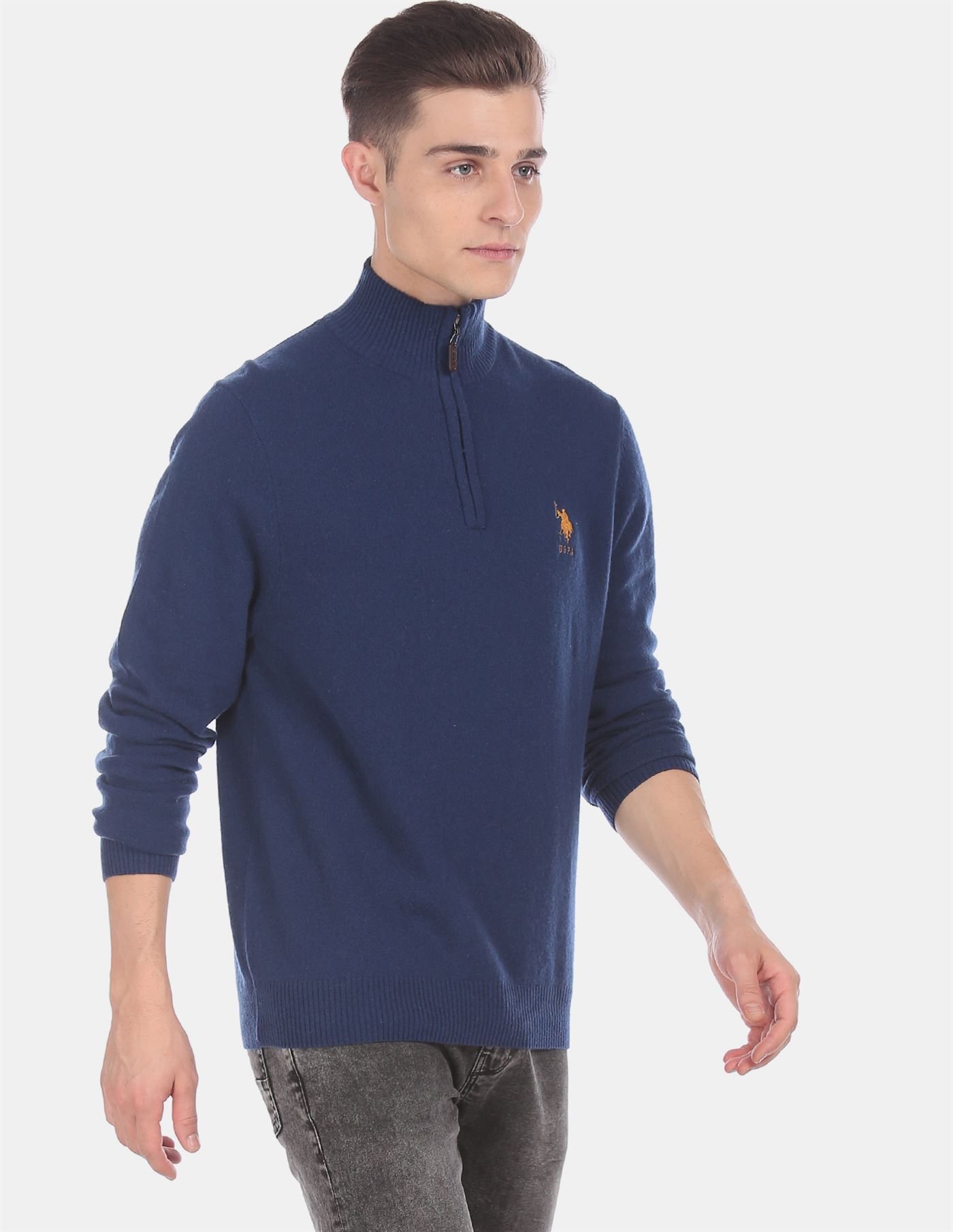 U.S.Polo Assn. Men Casual Wear Blue Sweater